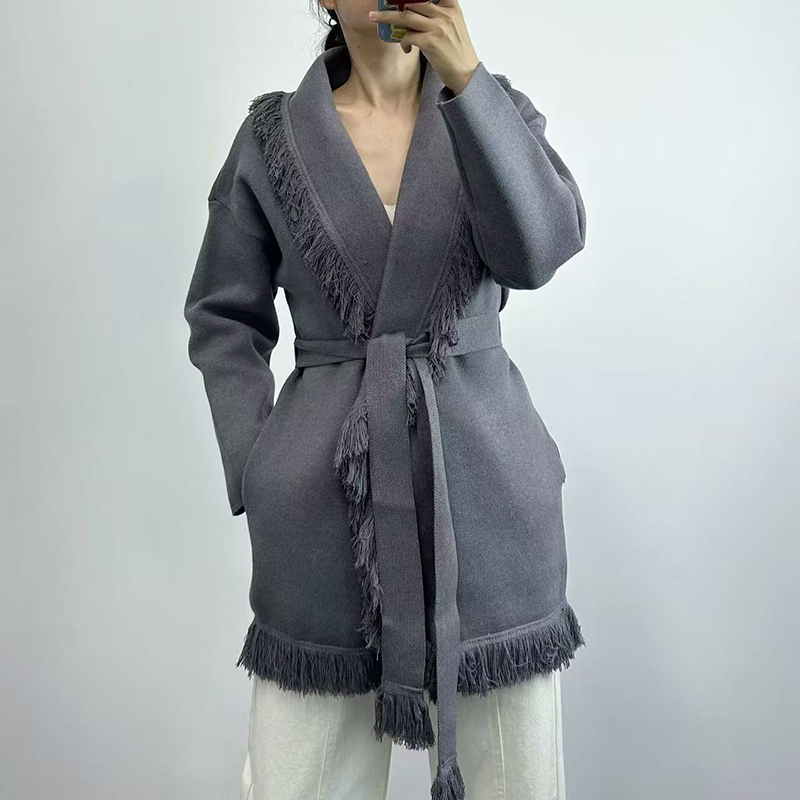 Cardigan long en tricot de lai - Wool Coat Peacoat avis et prix