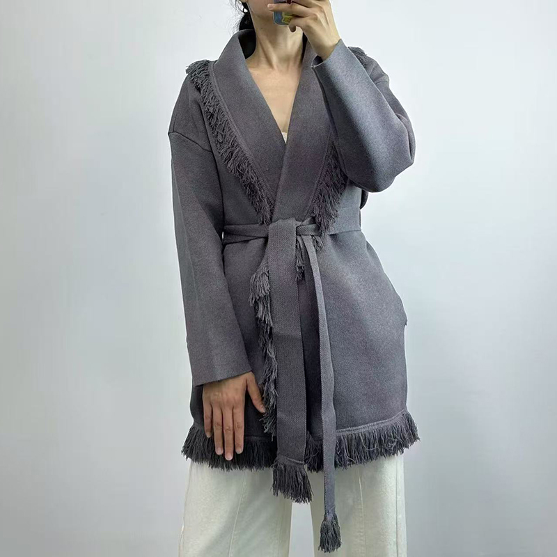 Cardigan long en tricot de lai - Wool Coat Peacoat avis et prix